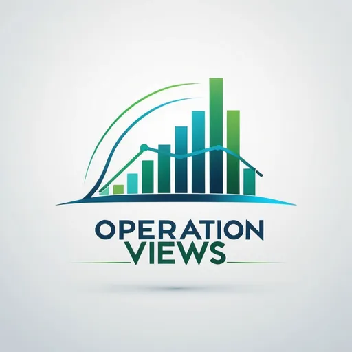 Prompt: (accurately spelled text "Operation Views"), logo design, modern, (infrastructure theme), professional, sleek, dynamic, clean lines, color palette of blue and green tones, features a line graph ascending, symbolizing growth and success in infrastructure projects, high quality, sharp edges, minimalist aesthetic, suitable for a technology and services company.