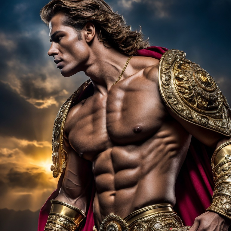 Prompt: Powerful, masculine full-body, alein face, portrayal of the god almighty, radiant golden glow, majestic pose, divine aura, high-quality, detailed muscles, godlike presence, regal and imposing, epic, grandiose, extravagant, ultra HD, oil painting, divine, majestic, powerful, masculine, radiant, detailed muscles, regal pose, grandiose atmosphere