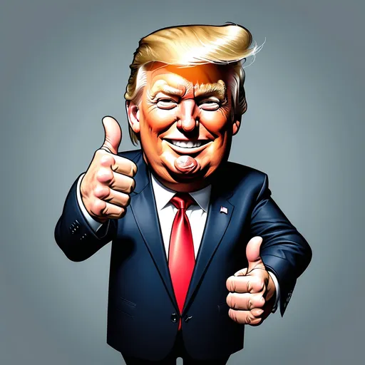 Prompt: donald trump thumbs up cRTOON
