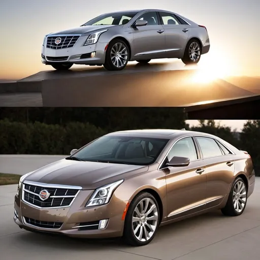 Prompt: All New Model Cadillac 2013 Cadillac XTS GM by Cadillac Fastback Roof Organic Little Bit More Squared-Off Little Bit Shorter it Looks like a Hyundai Sonata Toyota Avalon Toyota Camry Mercedes-Benz E-Class BMW 5 Audi A6 Chevy impala Chevy Cruze Chevy Malibu Chevy Volt Lincoln MKZ Cadillac DTS and Cadillac XTS GM in 2013🇺🇸