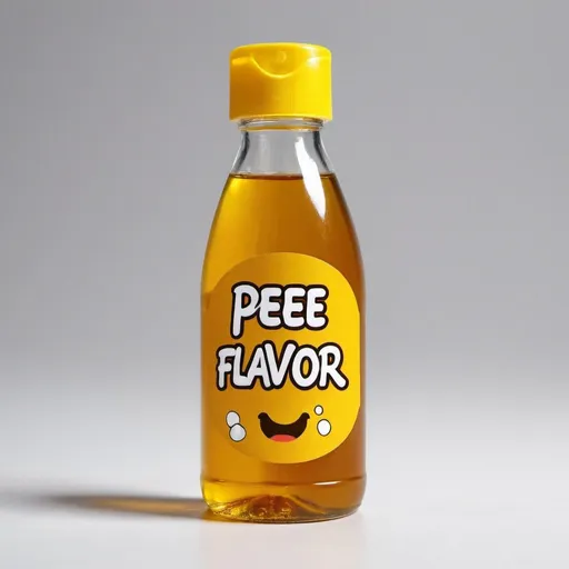 Prompt: 
a bottle of pee that says poop flavor