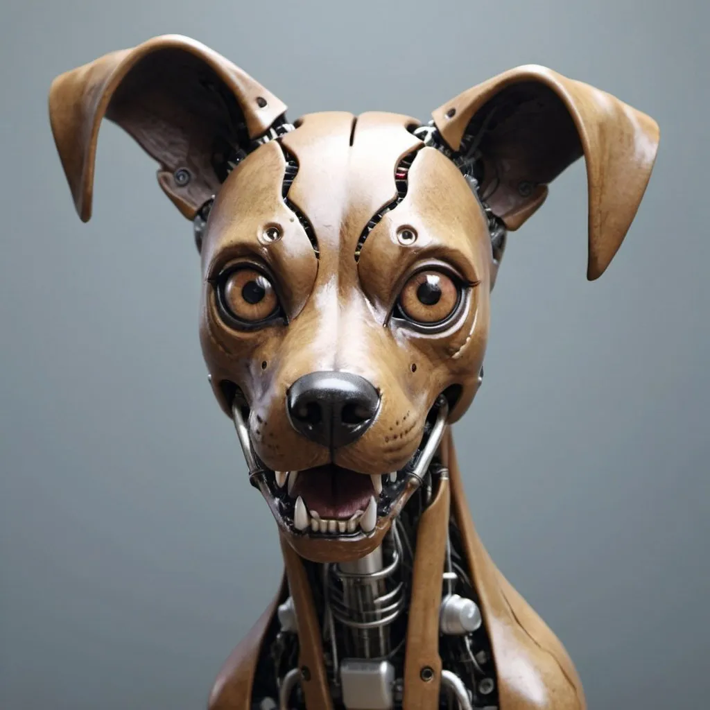 Prompt: Create  a dog using the image of siren head photo realistic robotic
