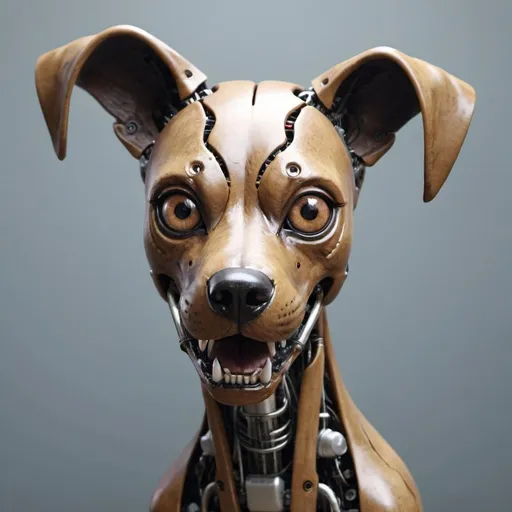 Prompt: Create  a dog using the image of siren head photo realistic robotic
