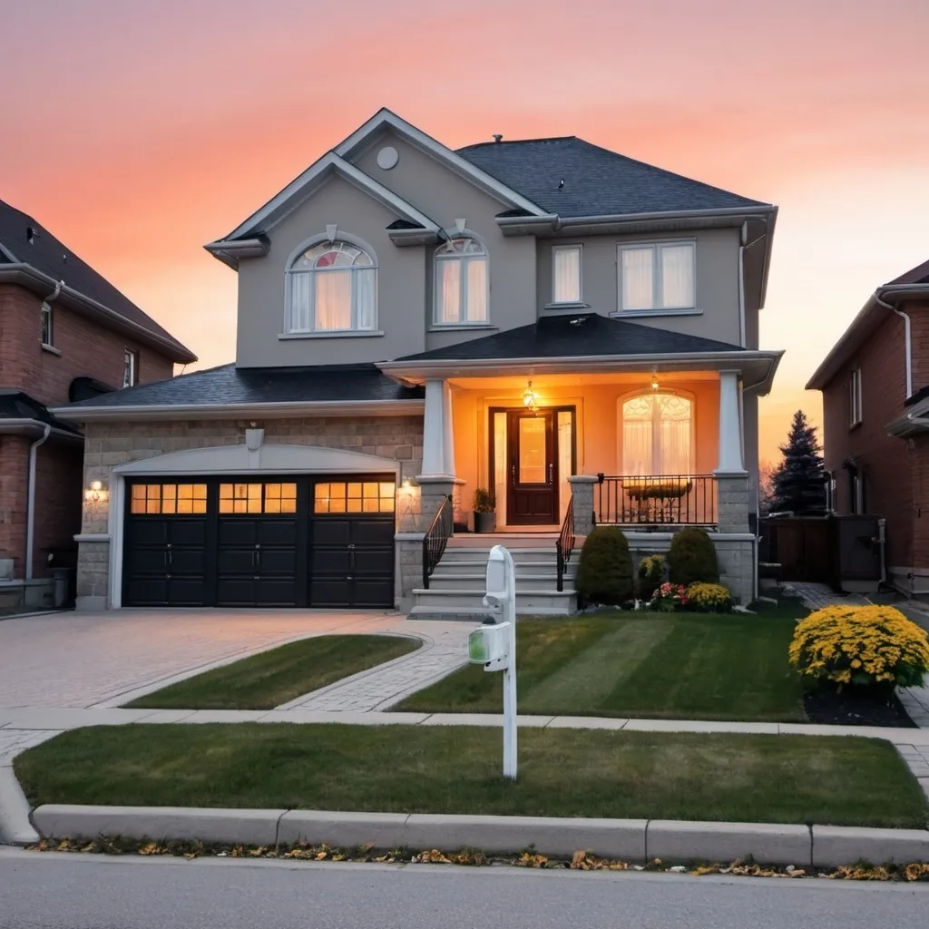 Prompt: Beautiful, warm home in mississauga that will work for google ads.

Sunset, the house is a generic colour