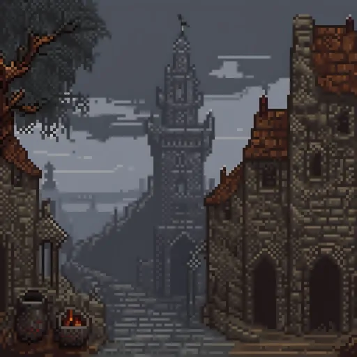 Prompt: A medieval city from the dark souls games. 