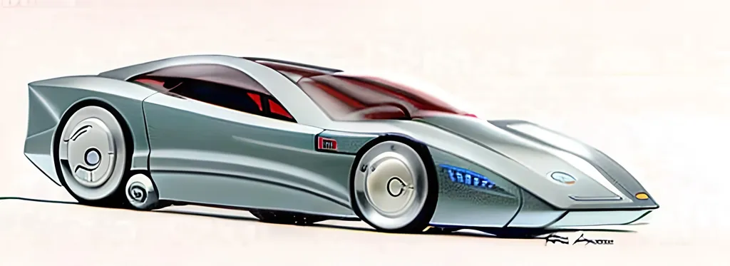 Prompt: A retri scifi concept car in the style of ron cobb