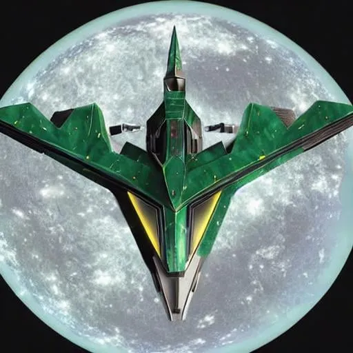 Prompt: centered Romulan Warbird, concept art by Andrew Probert