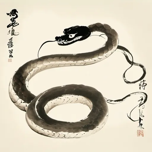 Prompt: Snake, Antique Illustration, large fangs,  simple lines, fierce looking