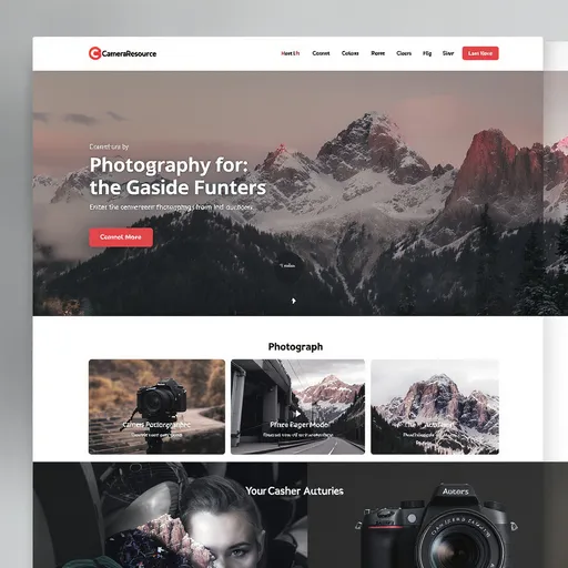 Prompt: clean, modern photography website design, professional, large photography visuals, neutral colors, intuitive UI/UX, for CameraResource.com