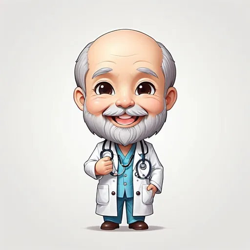 Prompt: Chibi kawaii cute cartoon 2d illustration, White background, Hipicrates historic figure medicine 