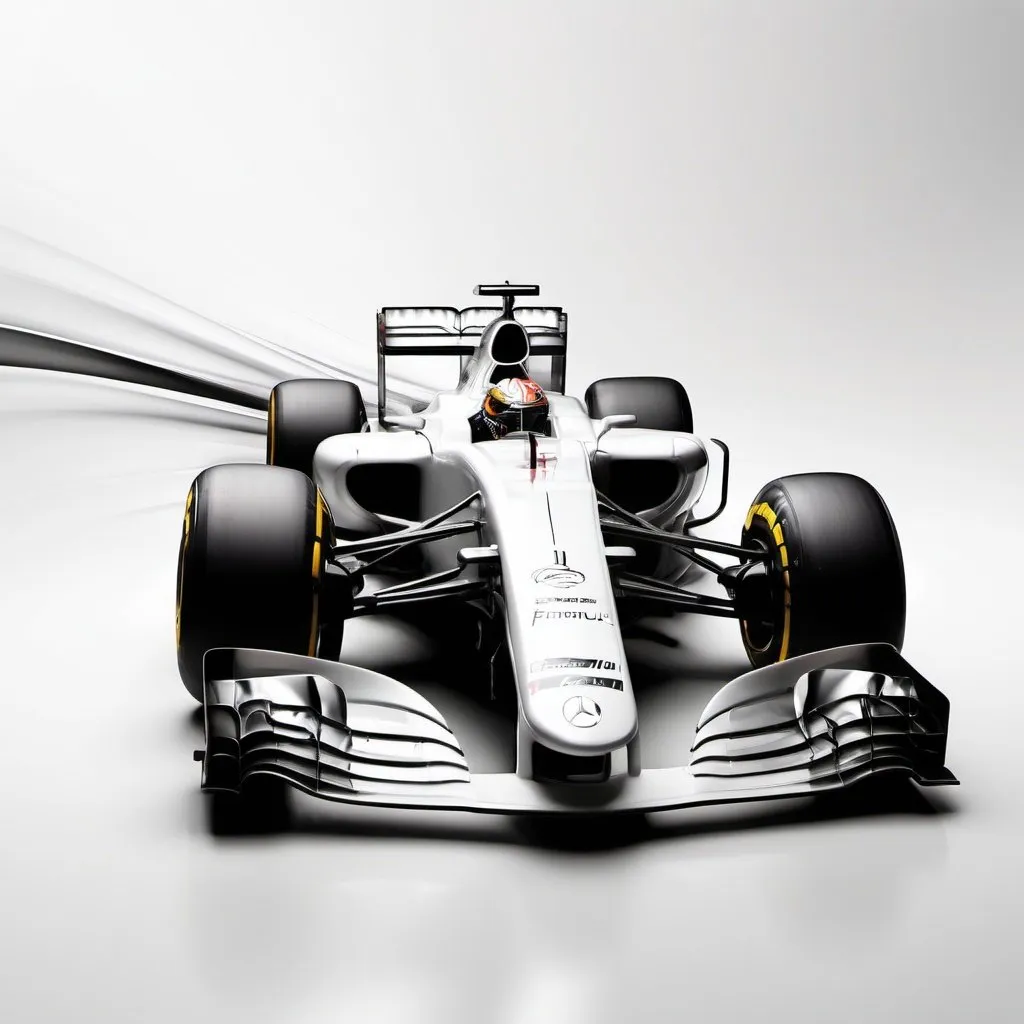 Prompt: elegant formula 1 white background abstract