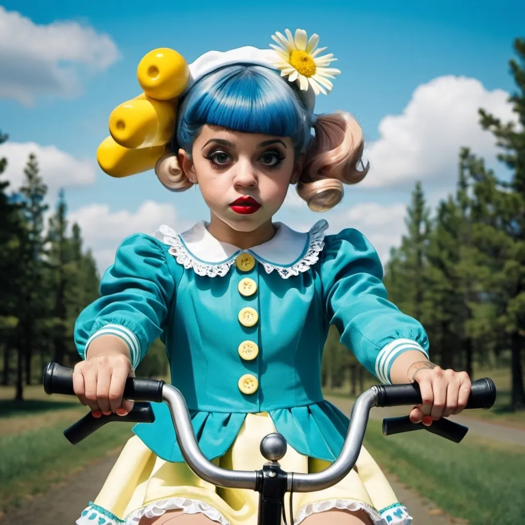 Prompt: Melanie Martinez training wheels    


