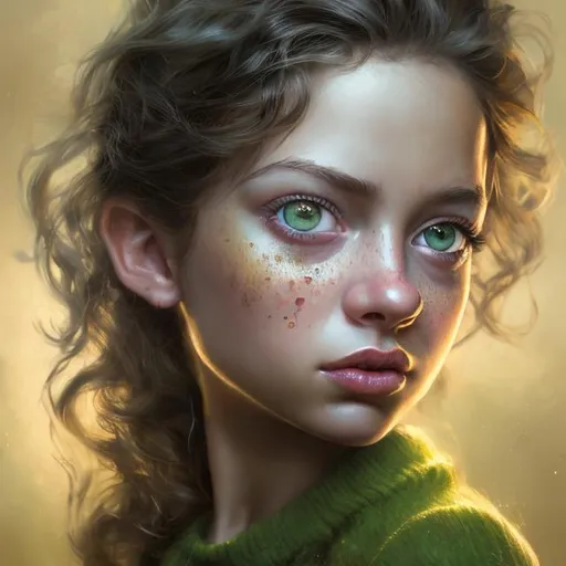 Prompt: {{{highest quality concept art masterpiece}}}} digital drawing oil painting with {{visible textured brush strokes}}, Beautiful woman, photorealistic face, curl hair, digital painting, artstation, illustration, concept art, smooth, sharp focus, {{hyperrealistic intricate perfect golden long hair}} and {{hyperrealistic perfect clear bright green eyes}} soft skin and red blush cheeks and cute smile, epic fantasy, perfect anatomy in perfect composition approaching perfection, hyperrealistic intricate mirrored room in background, cinematic volumetric dramatic dramatic studio 3d glamour lighting, backlit backlight, 128k UHD HDR HD, professional long shot photography, unreal engine octane render trending on artstation, sharp focus, occlusion, centered, symmetry, ultimate, shadows, highlights, contrast
