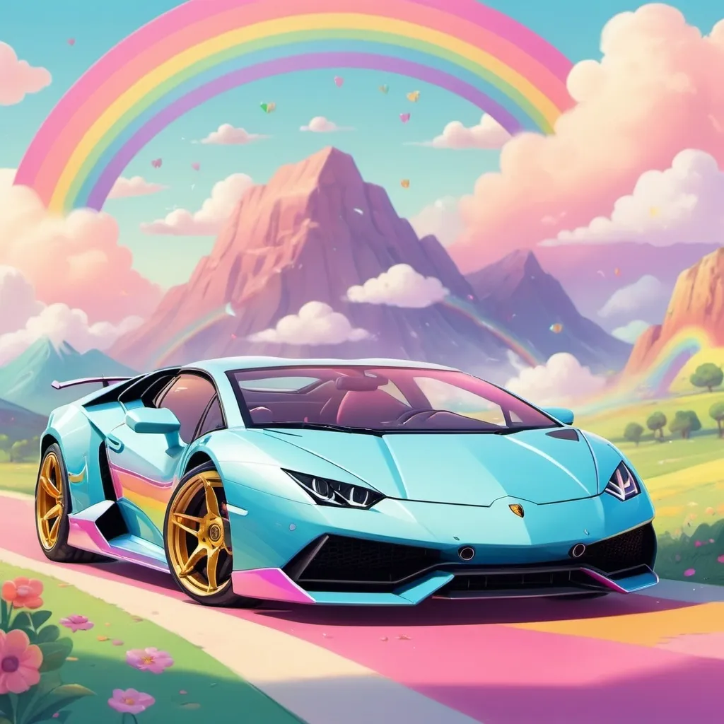 Prompt: A lamborgini kawaii style