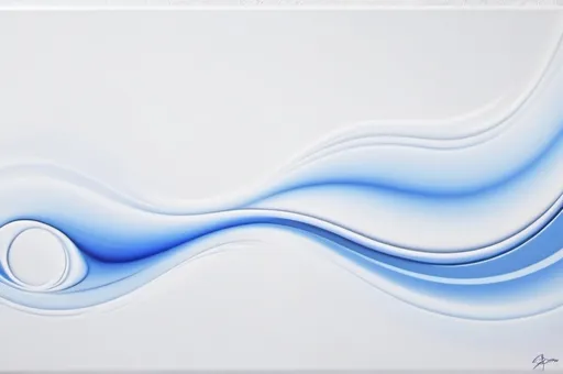 Prompt: a white and blue abstract background with waves on it's side and a white background with a blue wave on the side, An Gyeon, abstract art, airbrush on canvas, an airbrush painting