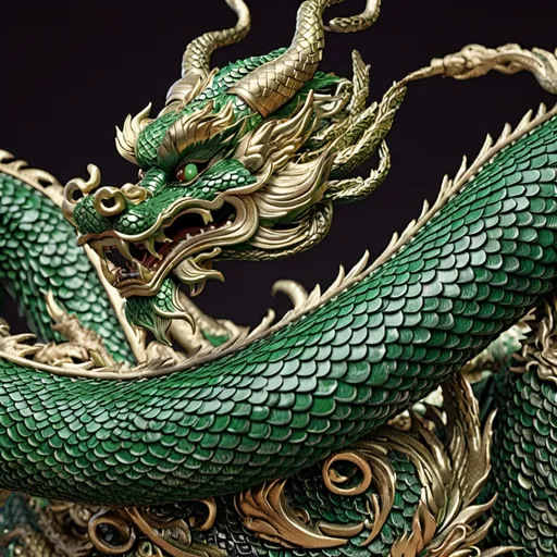 Prompt: Chinese Dragon, green scales,ornate, masterpiece, rich colors, intricate, elegant, highly detailed, smooth, sharp focus, 8 k, octane render,best quality 