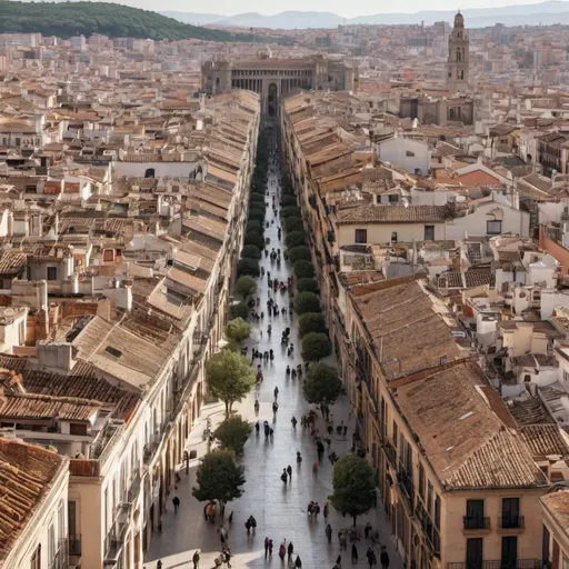 Prompt: Dame un fondo de una ciudad de Espa�a en los a�os 1400, con pocas personas de fondo