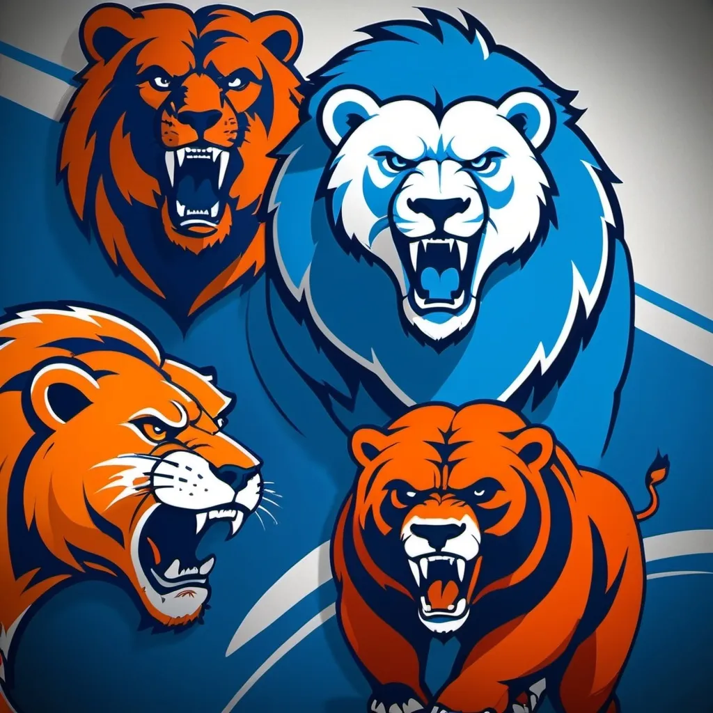 Prompt: stylized detroit lions vs chicago bears
