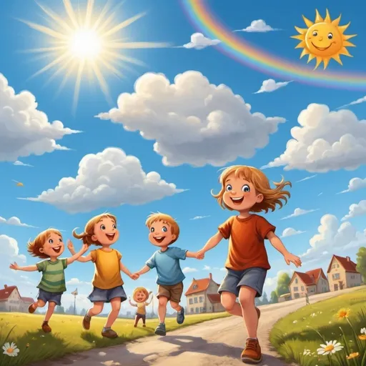 Prompt: Kanalbild für Kinder Speilplatz blaue himmel, wolken, sonne und kinder spielen mit freude cartoon
Größe 2048 x 1152 