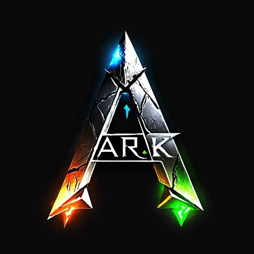 Prompt: The "Ark: Survival Evolved" Logo, on black background