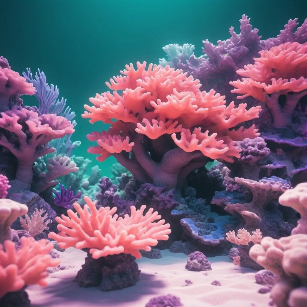 Prompt: vaporwave early cgi coral reef