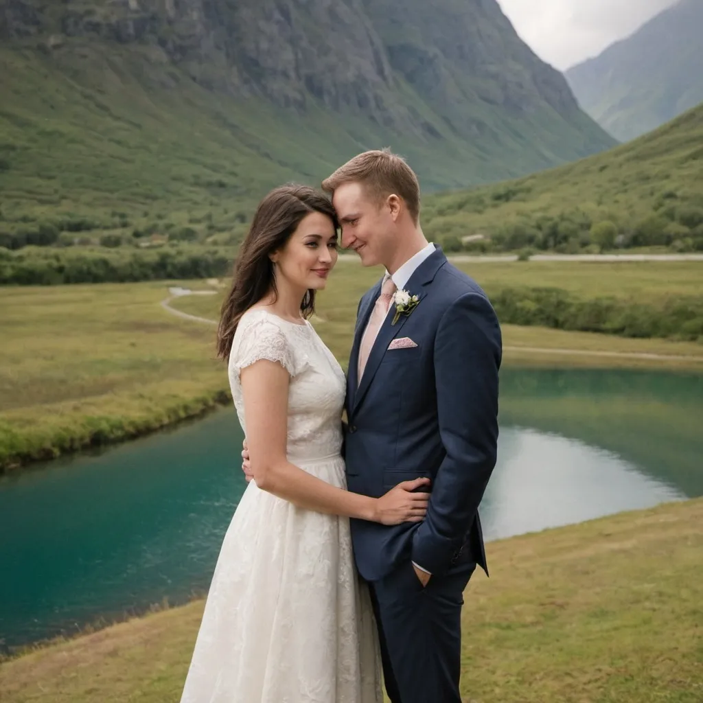 Prompt: A loving portrait of the couple in a scenic location.