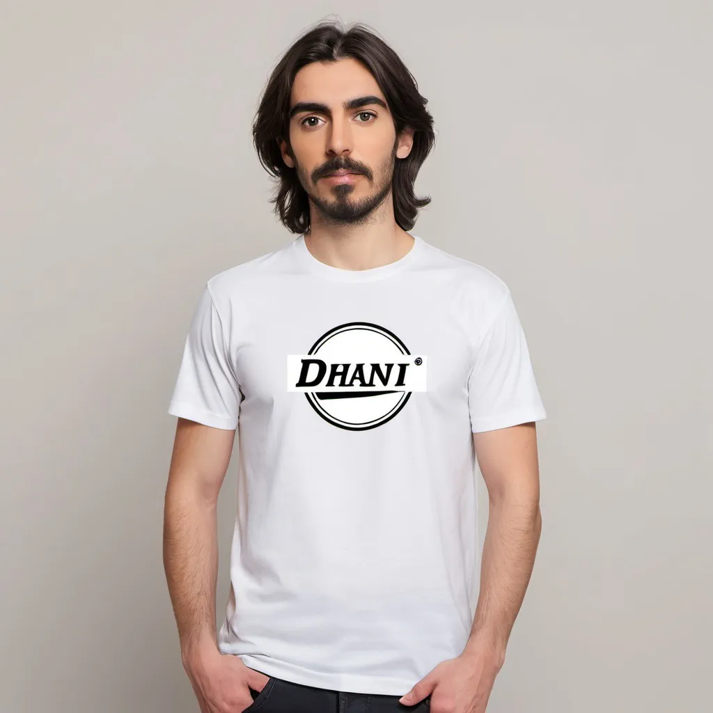 Prompt: t-shirt with Dhani's name logo