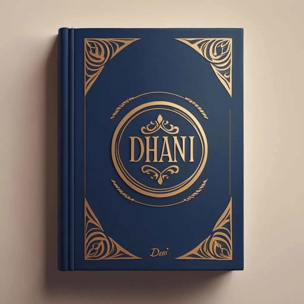 Prompt: Book with Dhani's name logo