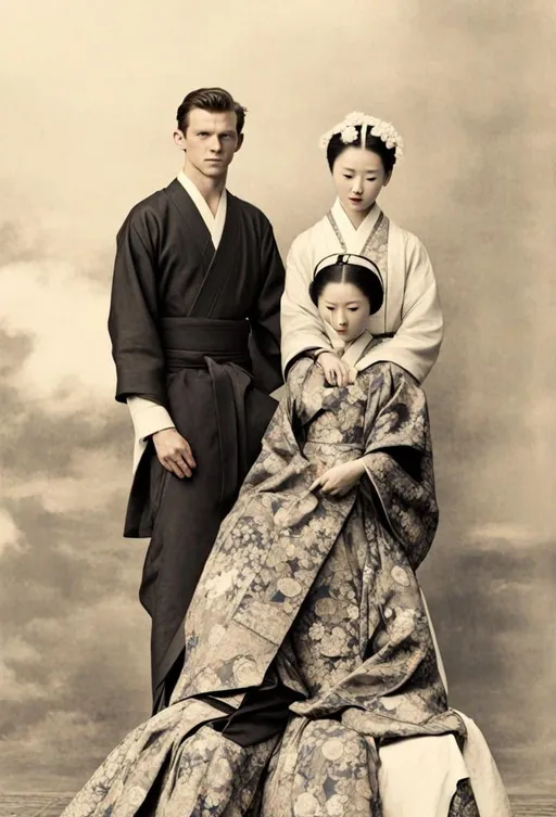 Prompt: tom holland and japanese geisha