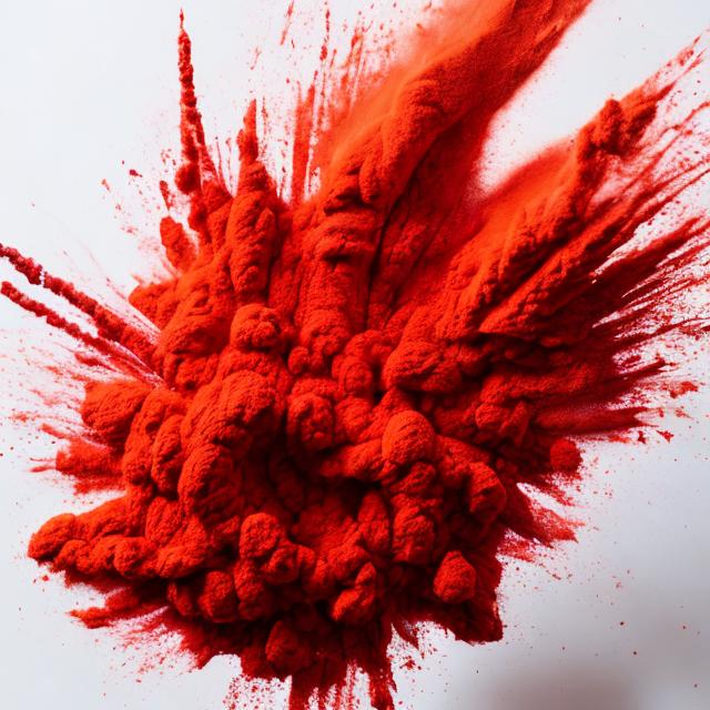 Prompt: a red powder explosion on a white background