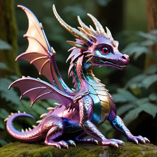 Prompt: metallic faerie dragon