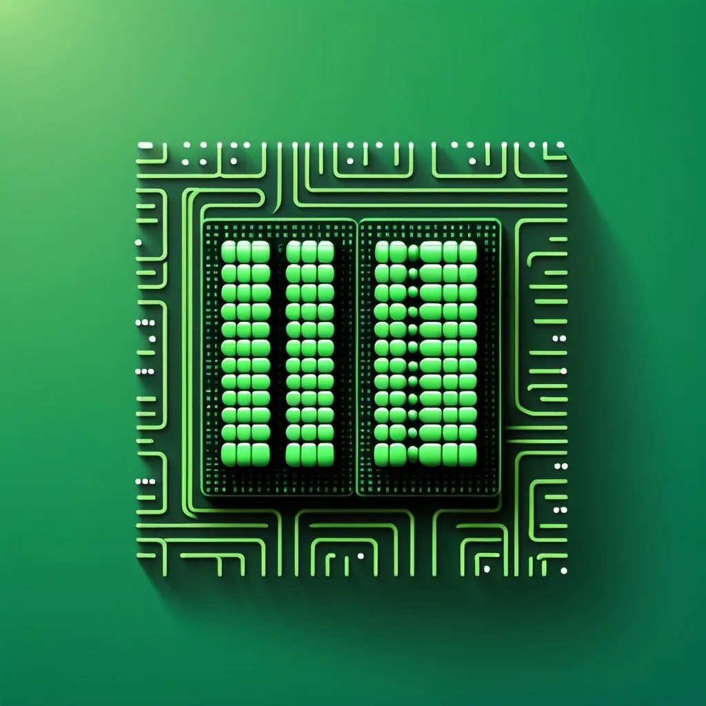 Prompt: icon depicting two bytes and one nibble in binary code, pixelated style with green background