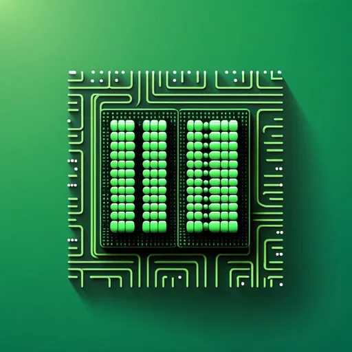 Prompt: icon depicting two bytes and one nibble in binary code, pixelated style with green background