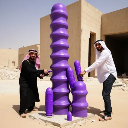 Prompt: arabs with purple dildos hittin a concrete coloumn