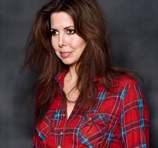 Prompt: <mymodel> brown eyes, auburn hair, long hair, sheer see through button Down blouse, buttons undone, shirt open, red plaid shirt skirt, pantiless, looking away, open and exposed, small chest exposed