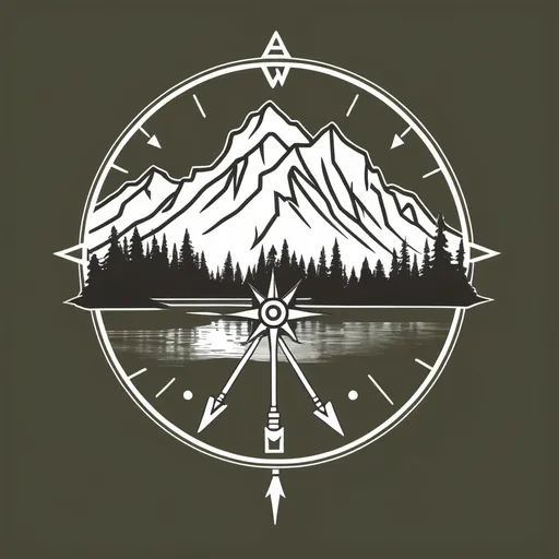 Prompt: Basic mountain outline with “PNW”compass arrows