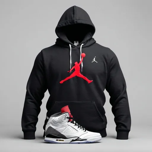 Prompt: A Jordan shoe with a hoodie