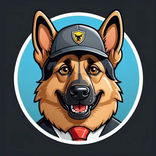 Prompt: A friendly German shepherd 90’s cartoon character as a logo for a business