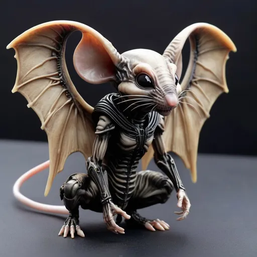 Prompt: Xenomorph mouse with wings, evil