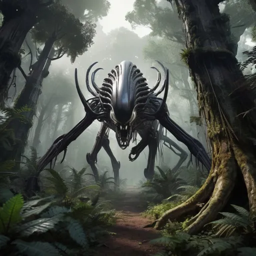 Prompt: Xenomorph forest