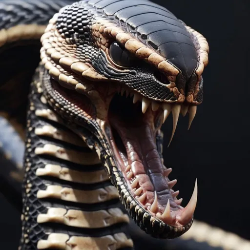 Prompt: Xenomorph snake with wings, angry, nightmare scene