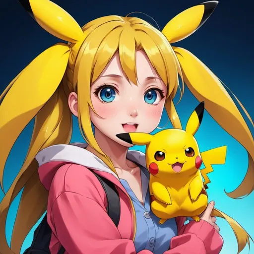 Prompt: Anime illustration of Pikachu as a girl, vibrant colors, cute and energetic expression, high-quality, anime, cute, vibrant colors, detailed eyes, kawaii, professional, dynamic lighting
