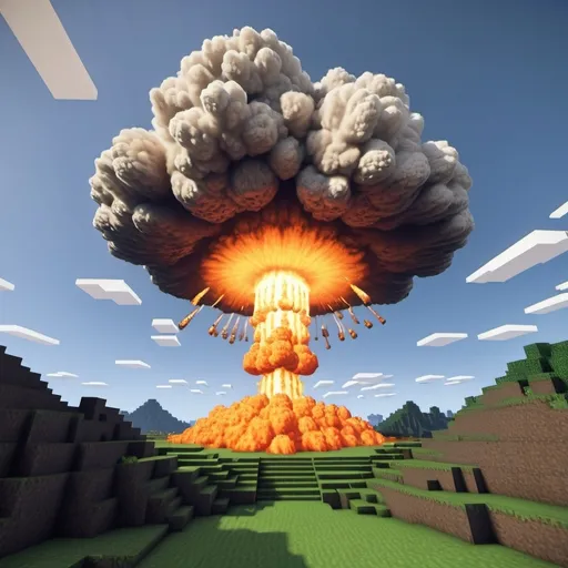 Prompt: A Minecraft style nuclear explosion
