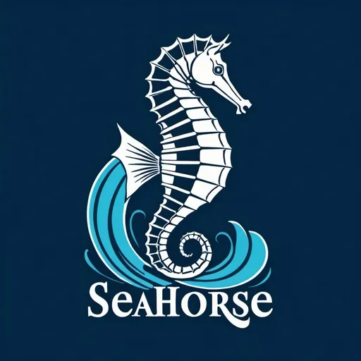 Prompt: large text 
I need a text logo for my sailing channel my  catamaran is called Seahorse and I want the to be a seahorse and large text and waves showing  the name
