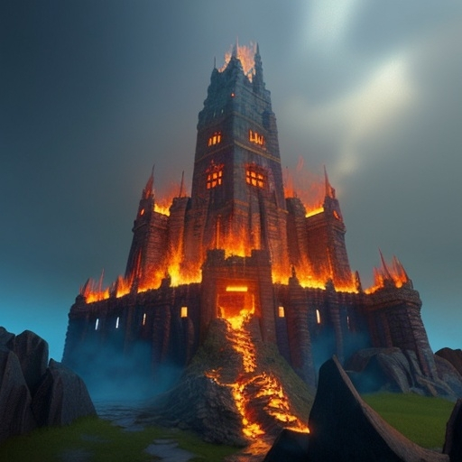 Prompt: Fire giant castle