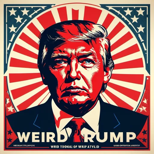 Prompt: ugly donald trump poster in the style of shepard fairey with the title "WEIRD"