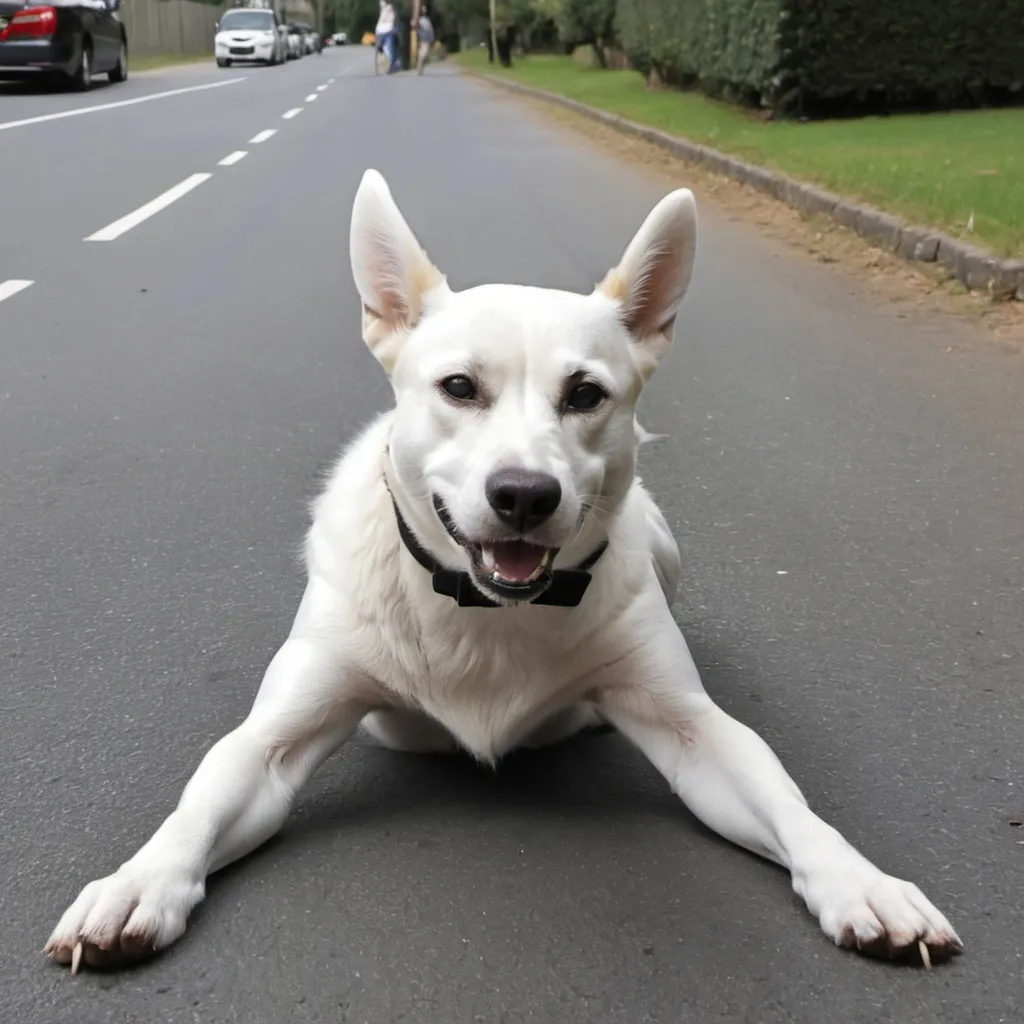 Prompt: dog doing the splits