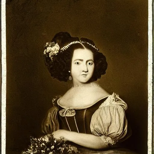 Prompt: High definition digital photo of beautiful 18th century bride sepia tone