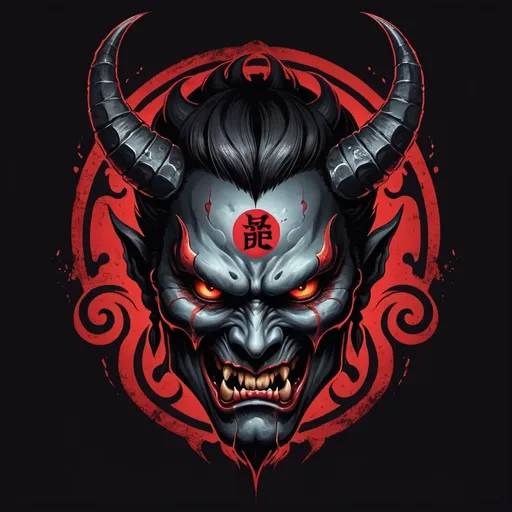 Prompt: Demon Face logo with Japanese