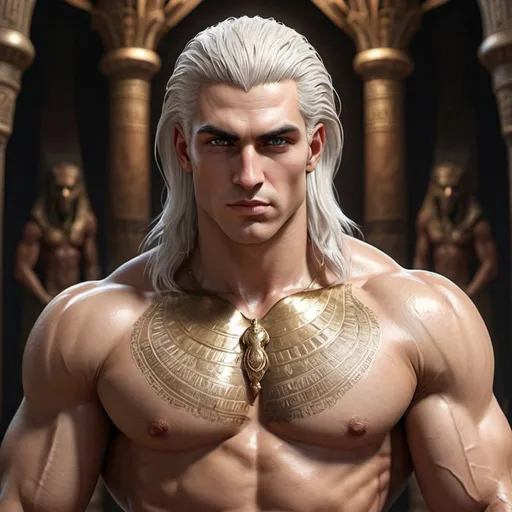 Prompt: {{{{highest hyper quality full body splash art masterpiece, hyperrealistic, hyperrealism, {{young white male character, King of Vampire gods}}, {{Ancient Egypt Background}} intricately hyperdetailed, hyperrealistic intricate details, muscular muscle definition male body,, perfect face, perfect body, thick hairy armpits, perfect anatomy, perfect composition, approaching perfection, white hair, Detailed and Intricate, Detailed Render, 3D Render, Unreal Engine, by , Concept Art}}}}